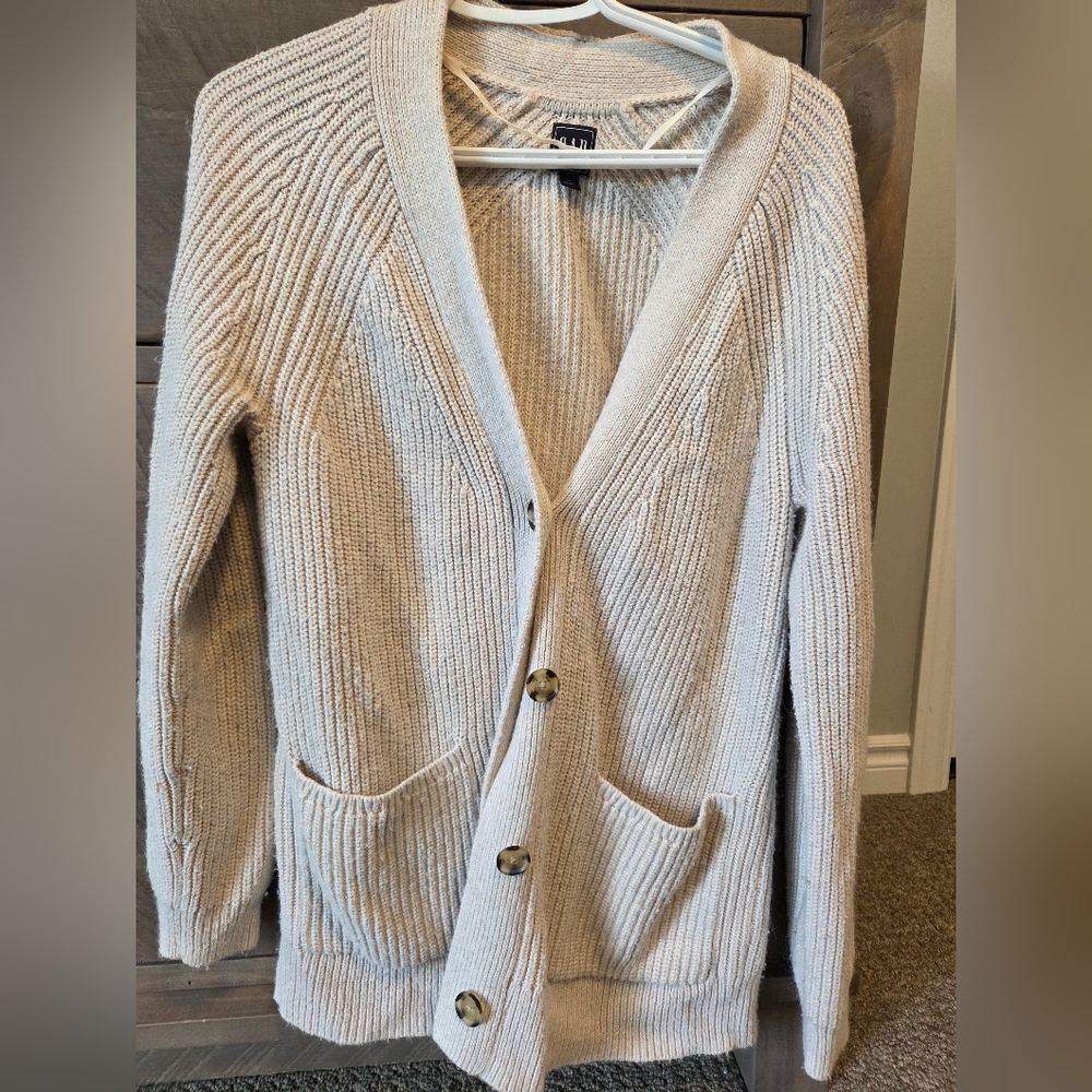 Gap Womens Chunky Knit Beige Cardigan Sweater